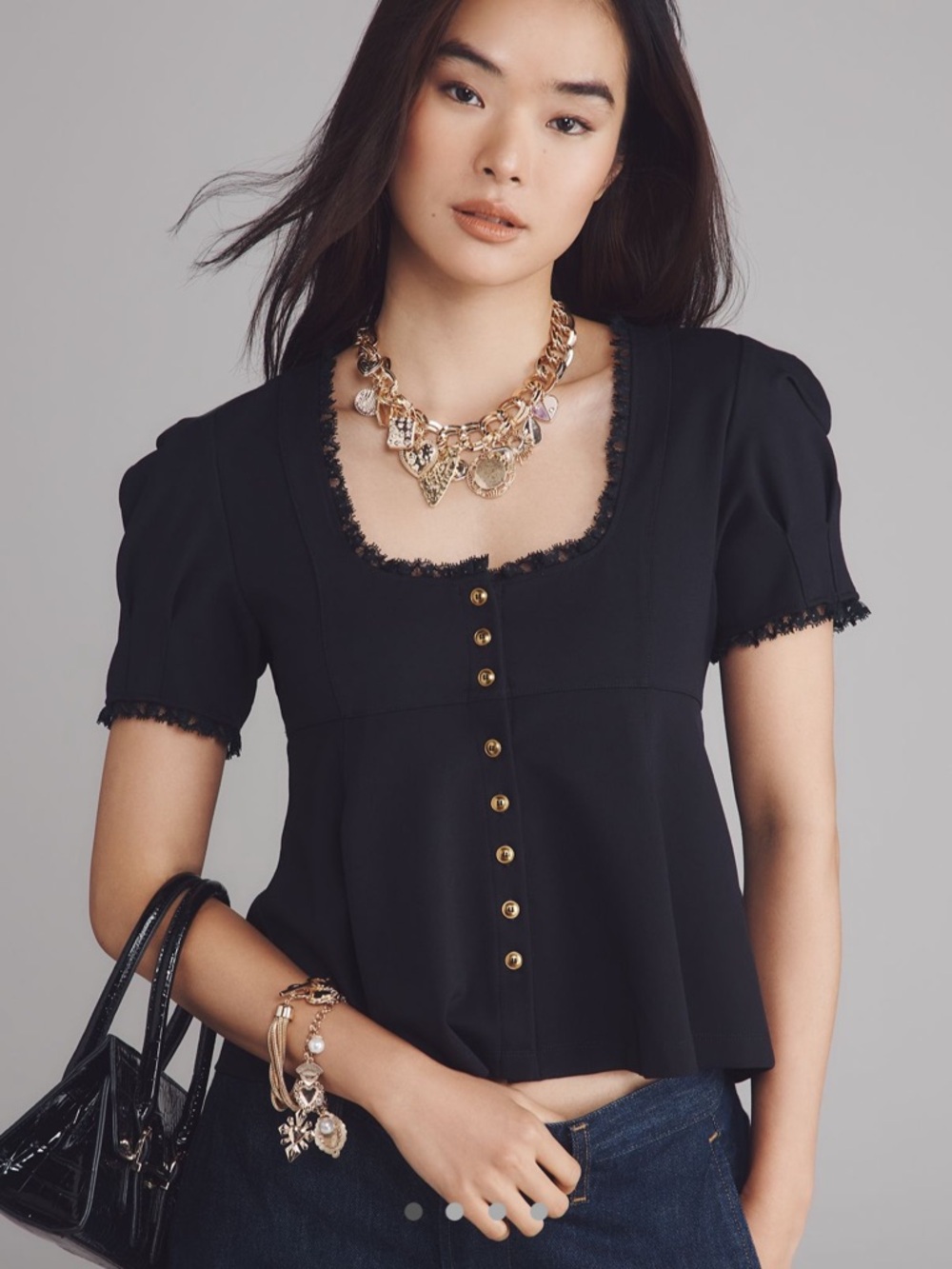 Maeve Puff-Sleeve Babydoll Top